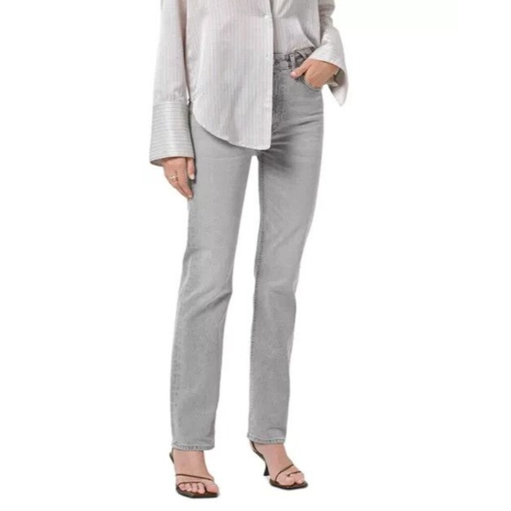 AGOLDE Zurie Jeans Womens 27 Gray Quartz High Rise Straight Neutral Casual NEW
